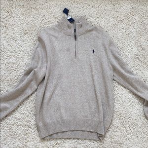 Polo tan pullover with zipper